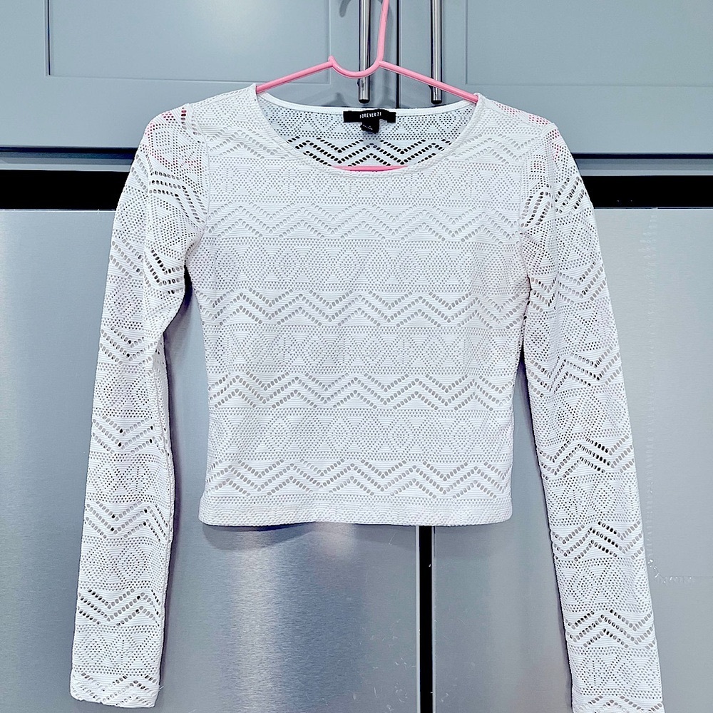 White Tribal Crop Top